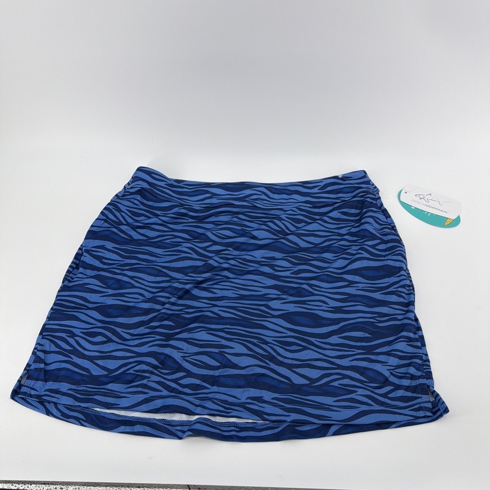 Women's Athletic golf skort M Blue Tiger Animal Print Pockets Pickleball New